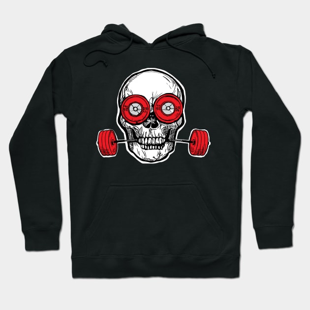 Weighlifting Powerlifting Skull Hoodie by SusanaDesigns